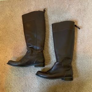 Chocolate Brown Leather Riding Boots